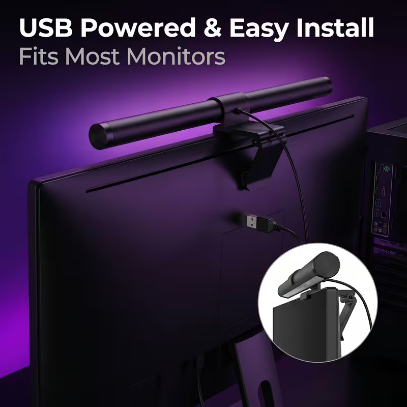 Desk Setup Modern - LED Monitor Light Bar With Remote