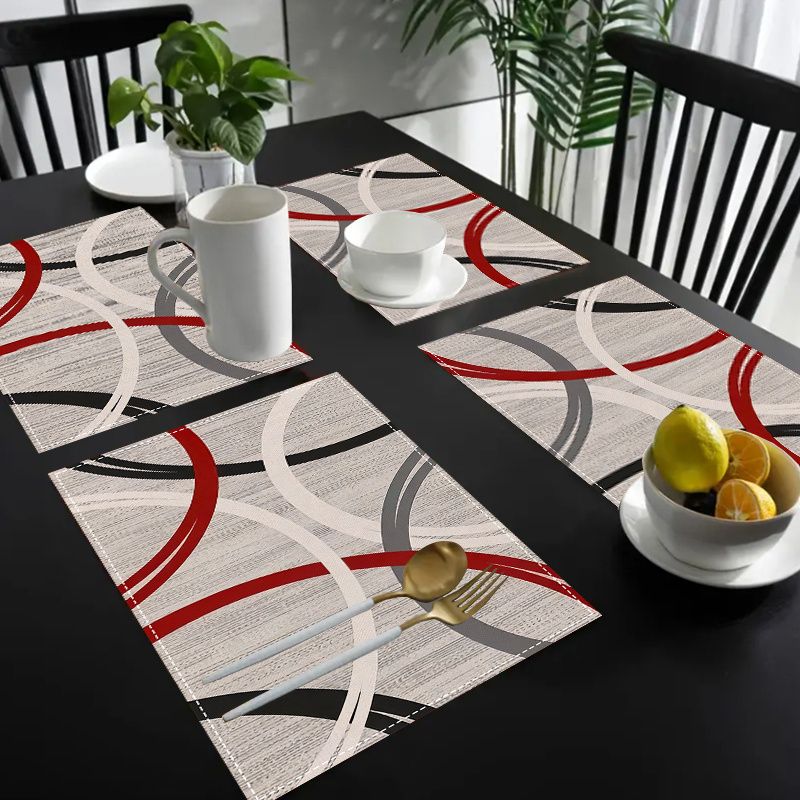 Desk Setup Modern - VIKAMA 2/4/6Pcs Modern Abstract Placemats Red