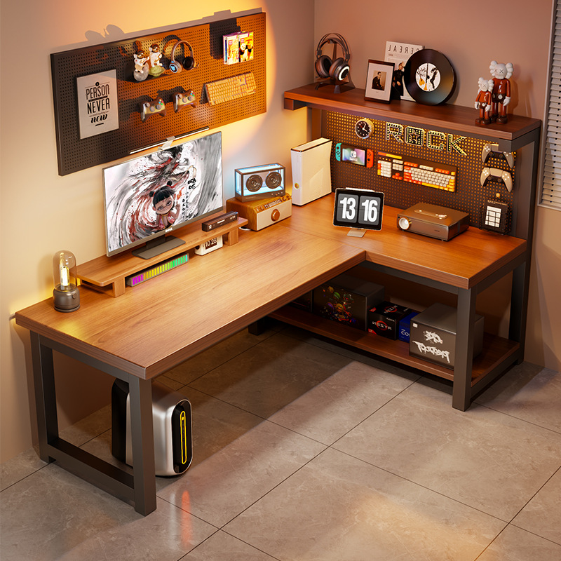 Desk Setup Maker - Modern Corner Computer Desk L-shaped Hole