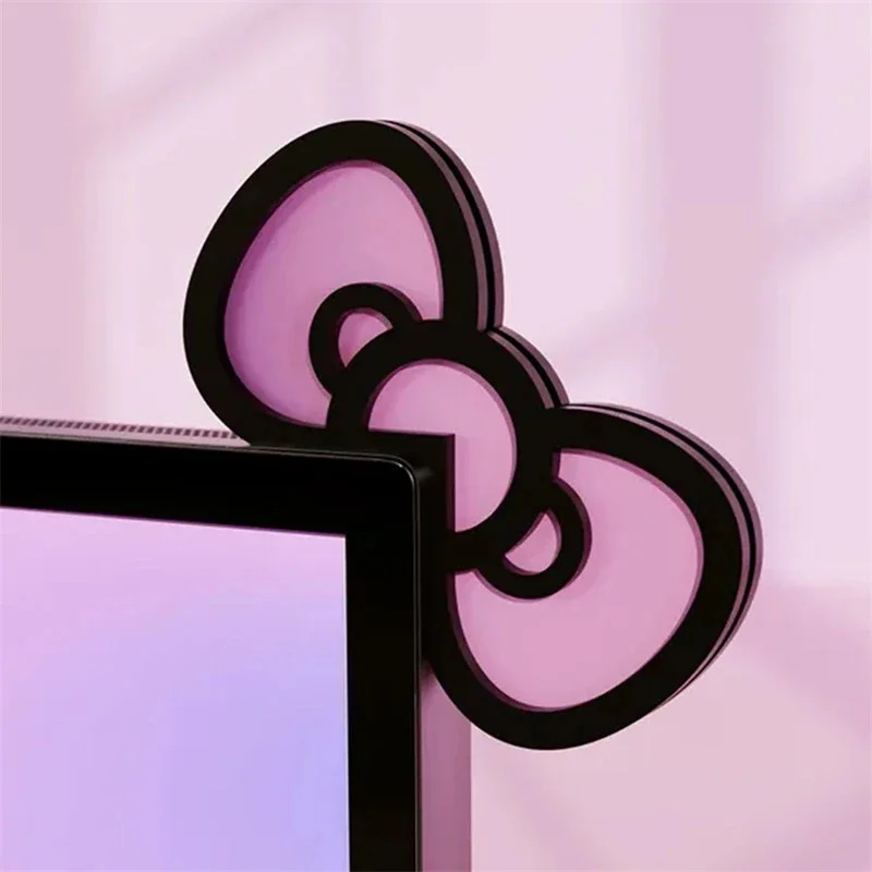 Desk Setup Gaming - Kawaii Pink Acrylic Bow Monitor Decor
