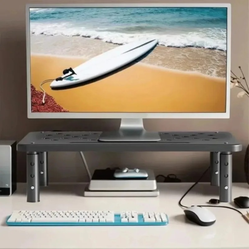 Desk Setup Riser - Height Adjustable Monitor Stand Riser Desk