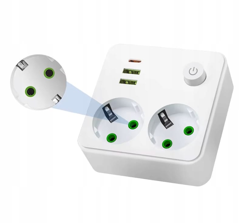 Power Strip Flat - EU Plug Charger Wall Socket Power