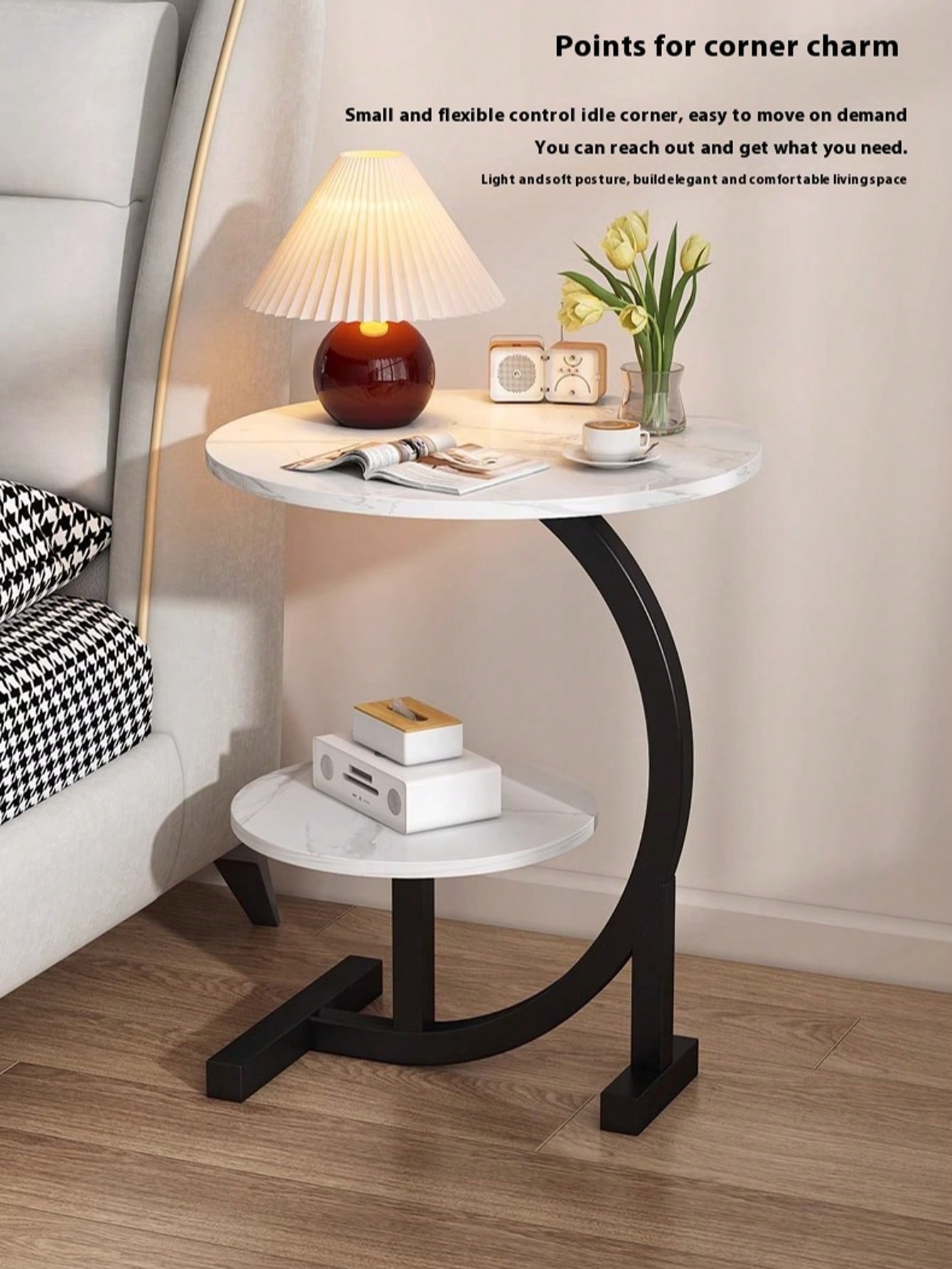 Round C-Shaped Storage Table W - Desk Setup Modern ulasan dan harga
