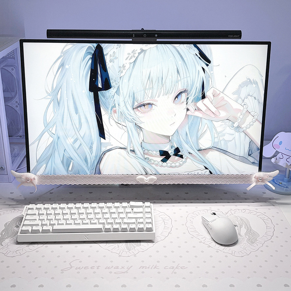 New Screen Decor White Lace Mo - Desk Setup Gaming ulasan dan harga