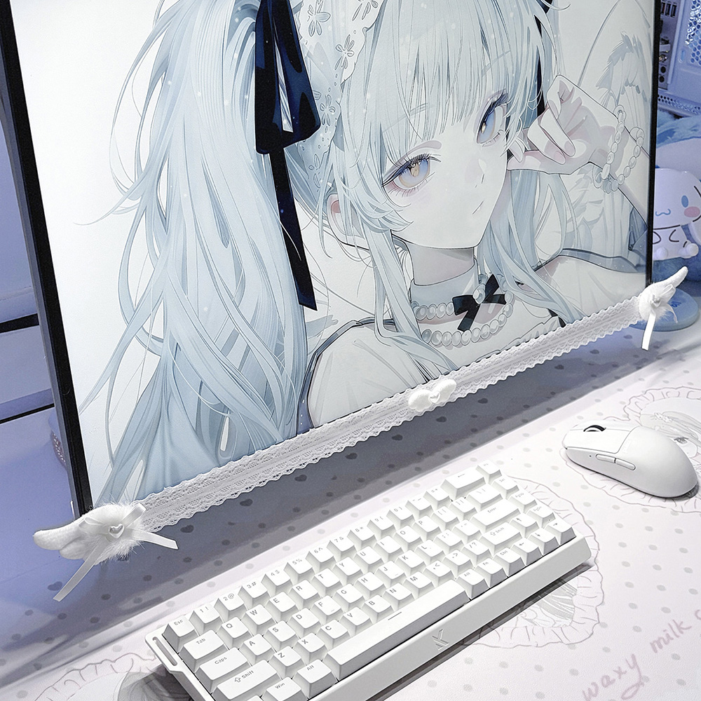 New Screen Decor White Lace Mo - Desk Setup Gaming ulasan dan harga