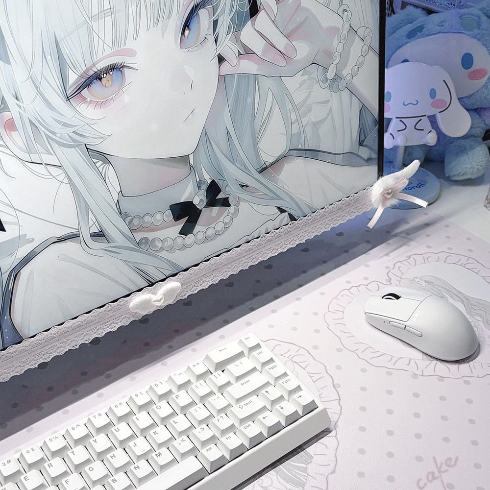 New Screen Decor White Lace Mo - Desk Setup Gaming ulasan dan harga