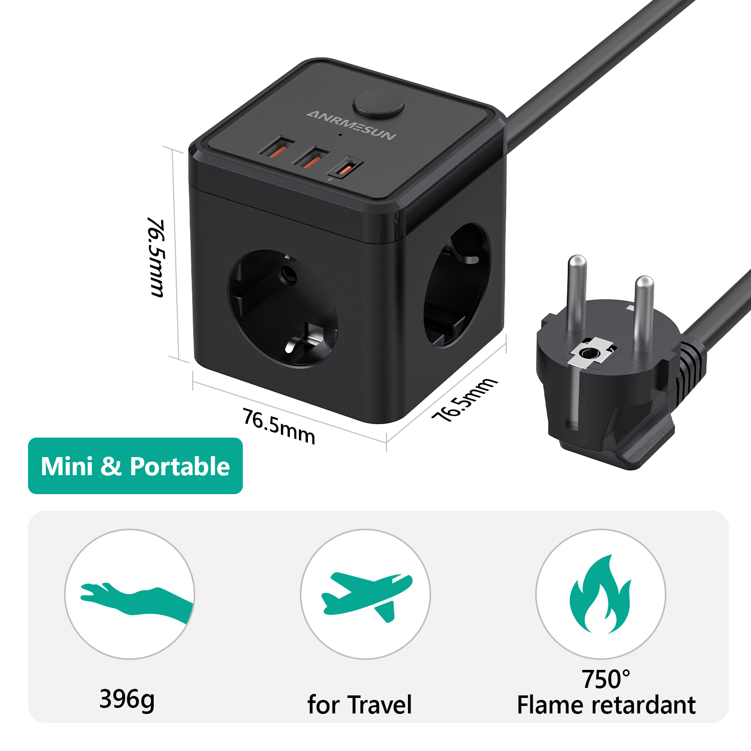 6-in-1 Power Strip Wall Socket - Power Strip Flat ulasan dan harga