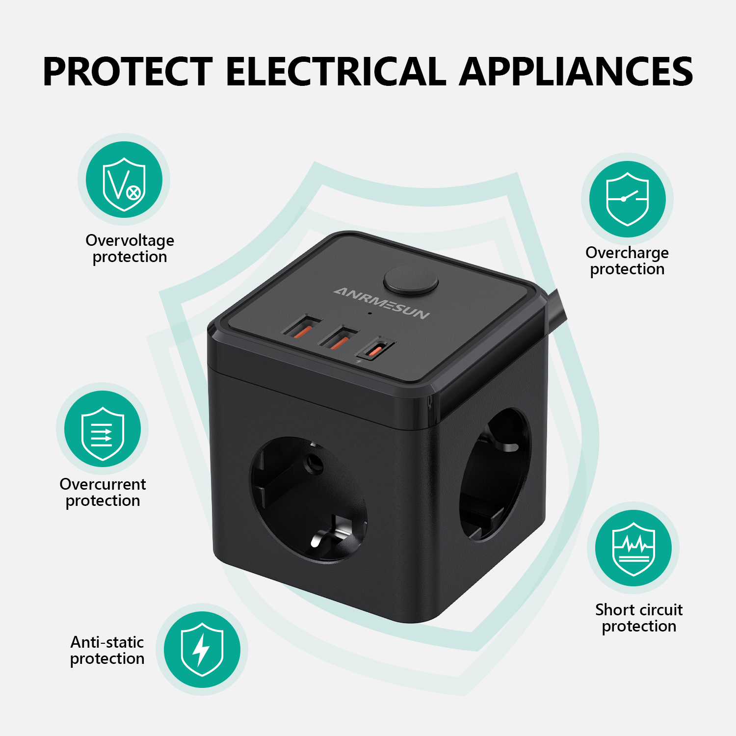 6-in-1 Power Strip Wall Socket - Power Strip Flat ulasan dan harga