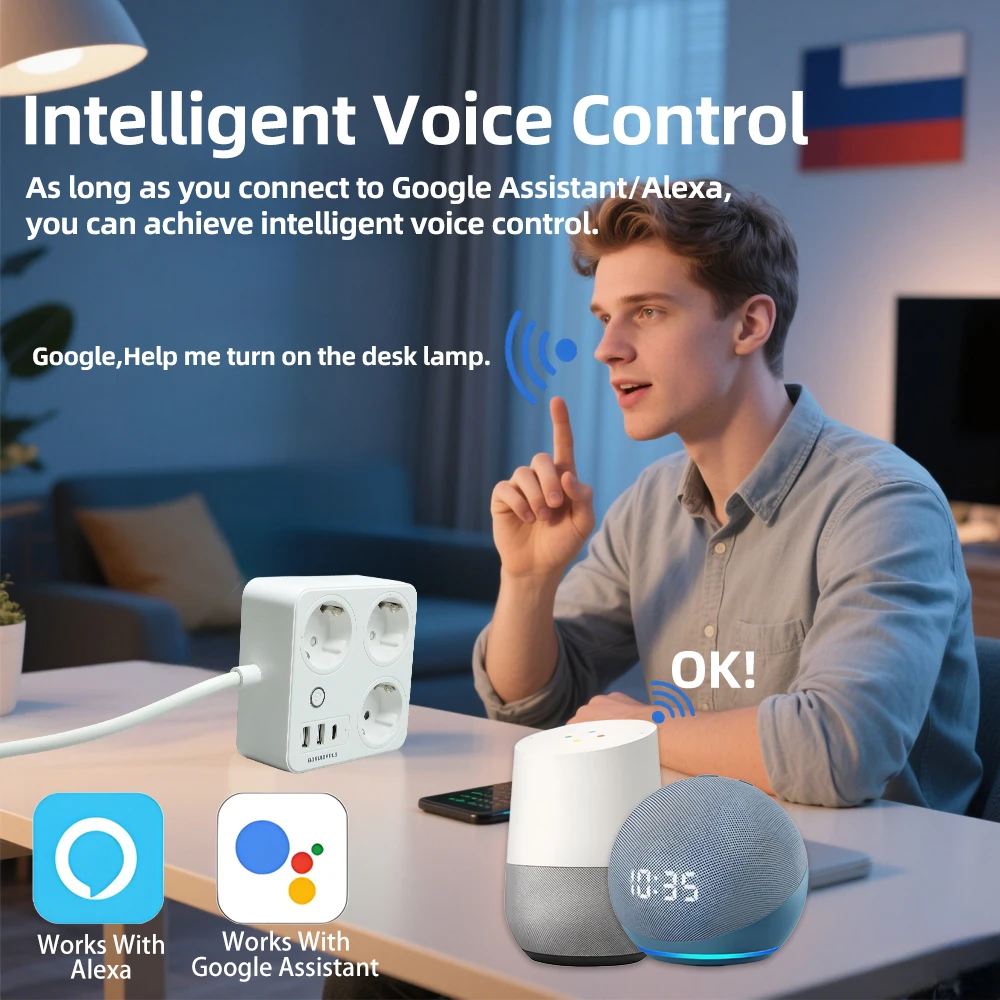 BORUIDAPLS ZigBee EU Smart Pow - Power Strip Flat ulasan dan harga