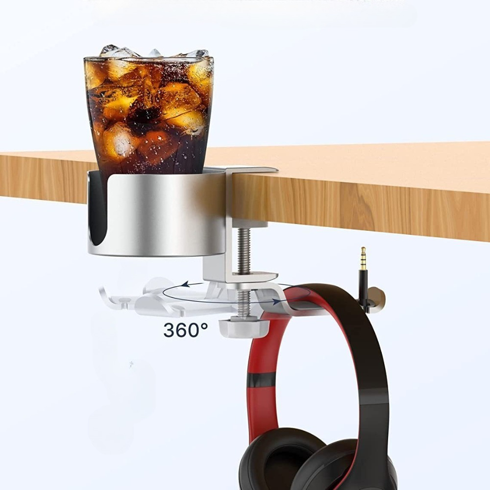 Premium Rotating Cup Holder Al - Desk Setup Headphones ulasan dan harga
