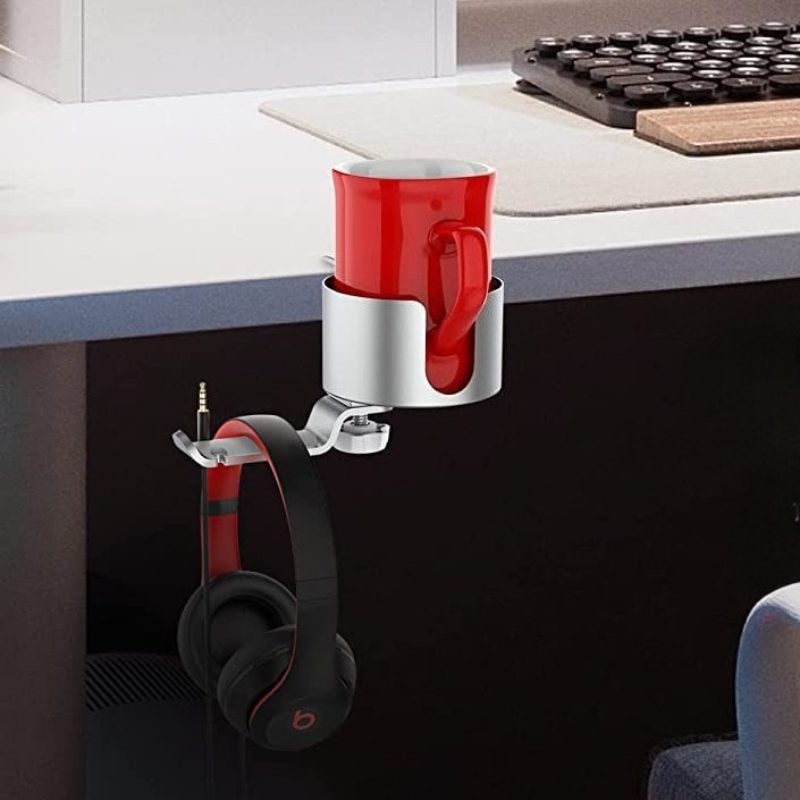 Premium Rotating Cup Holder Al - Desk Setup Headphones ulasan dan harga