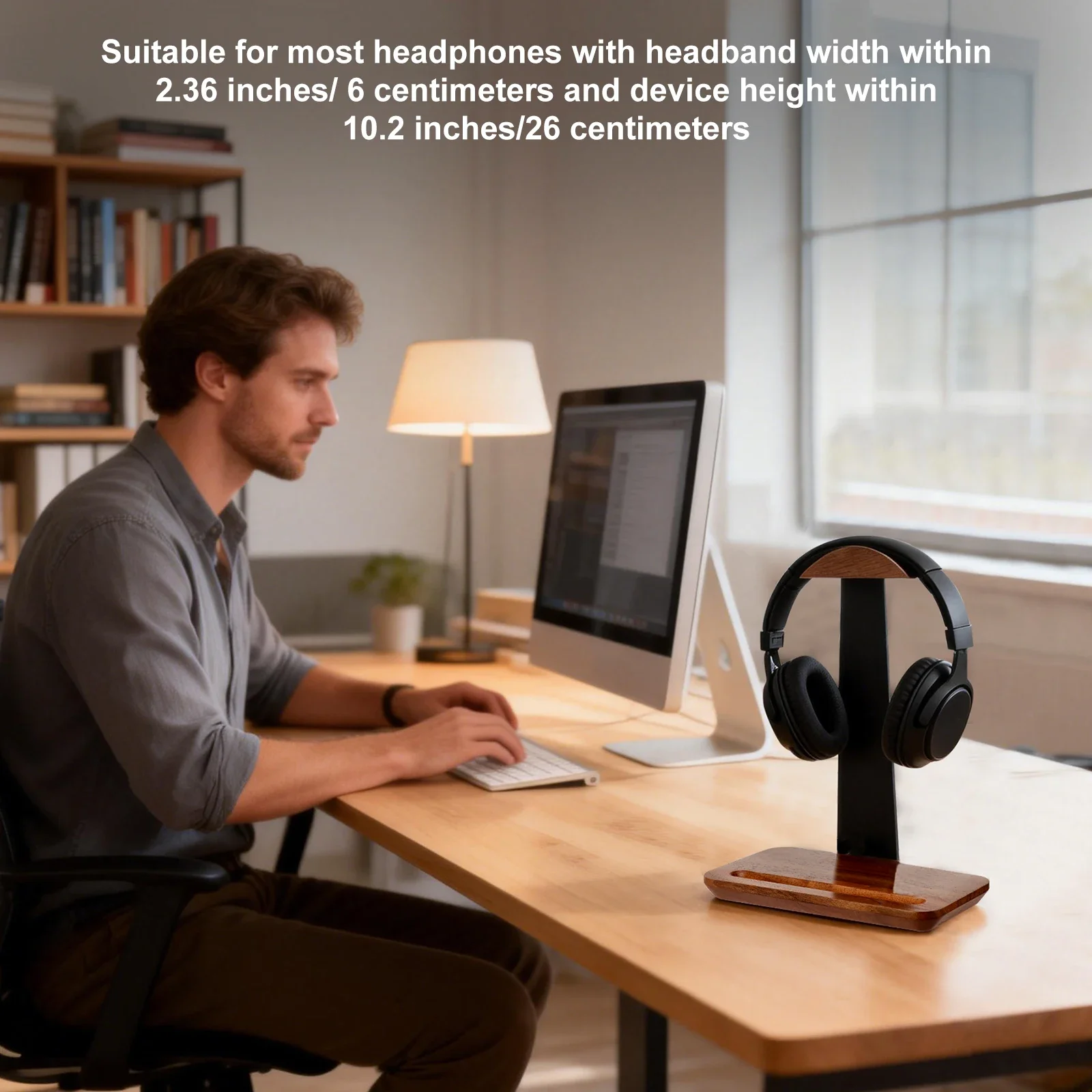 Universal Wood Headphone Stand - Desk Setup Equipment ulasan dan harga
