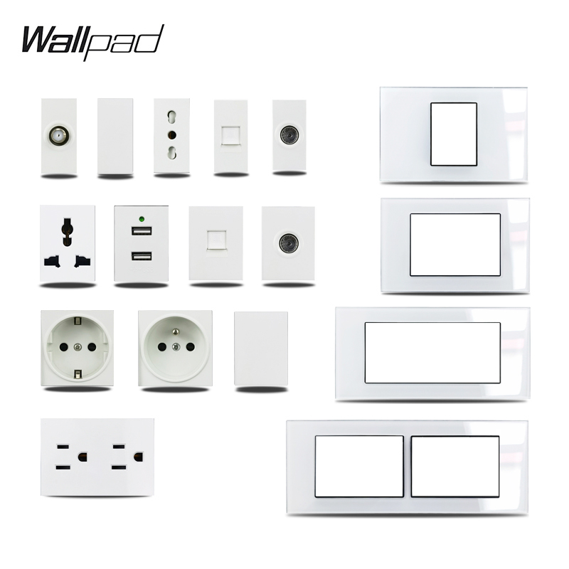 US Italy Type DIY White Glass  - Power Strip Flat ulasan dan harga