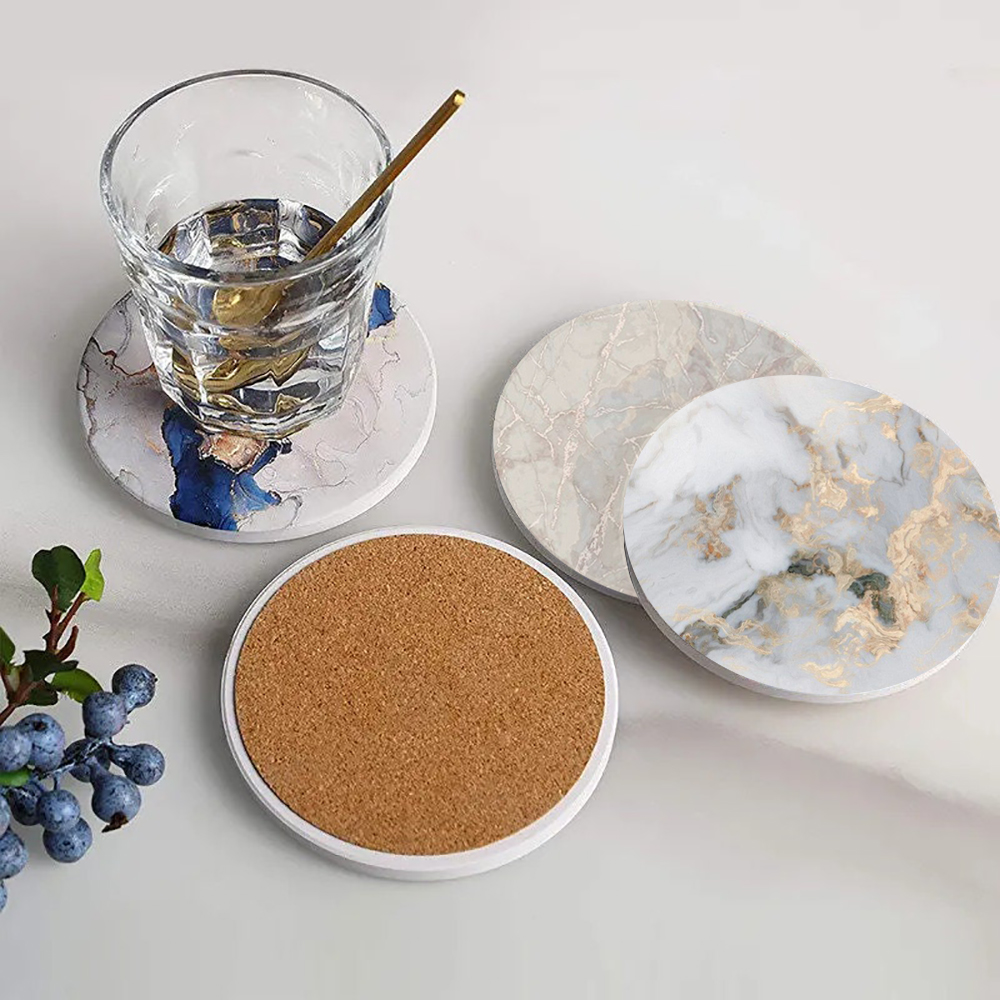 White Marble Coaster  Absorben - Desk Setup Modern ulasan dan harga