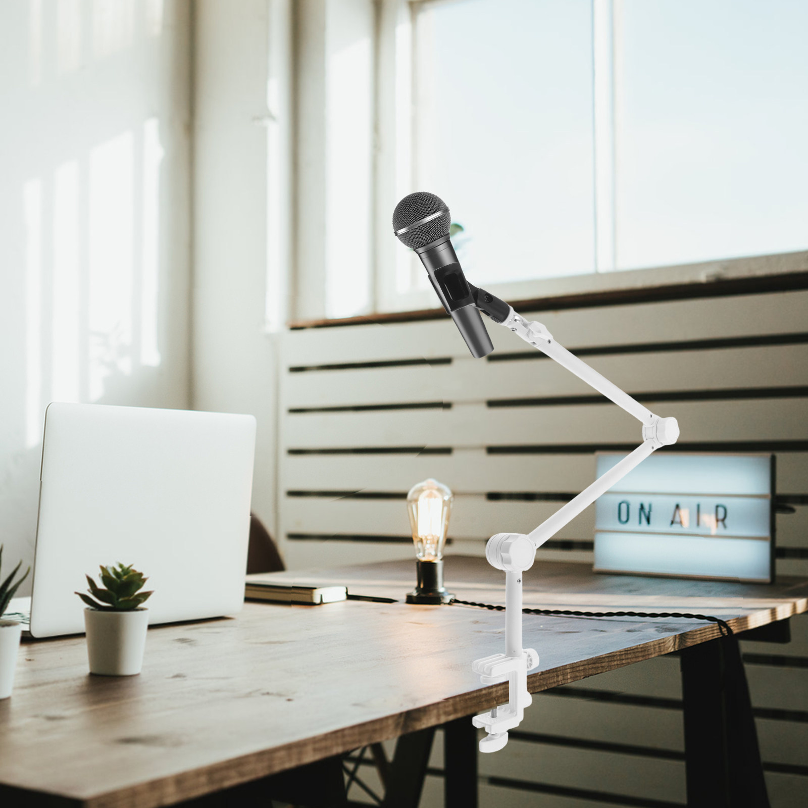 1Set Microphone Boom Arm White - Desk Setup Gaming ulasan dan harga