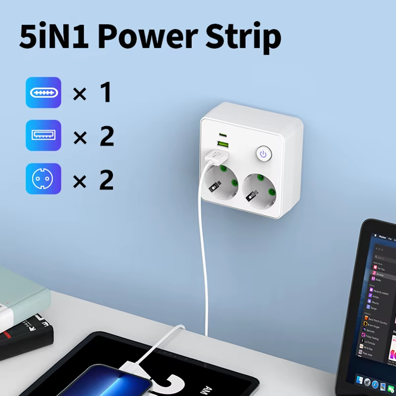EU Plug Charger Wall Socket Po - Power Strip Flat ulasan dan harga