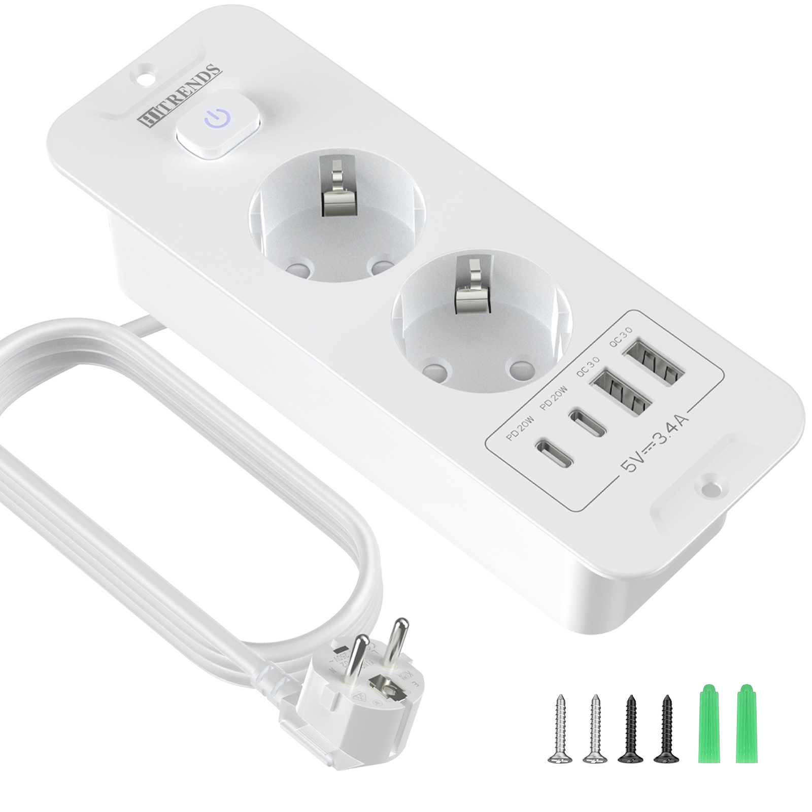 Desktop Built-in Socket with 2 - Power Strip Flat ulasan dan harga