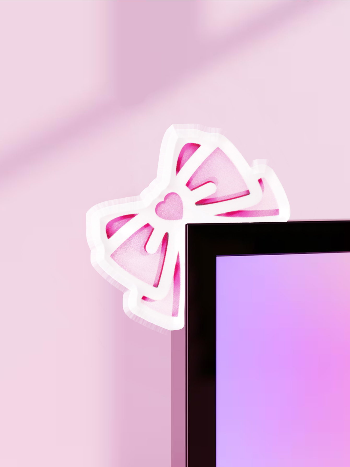 Kawaii Bow Monitor Decor Pink  - Desk Setup Gaming ulasan dan harga