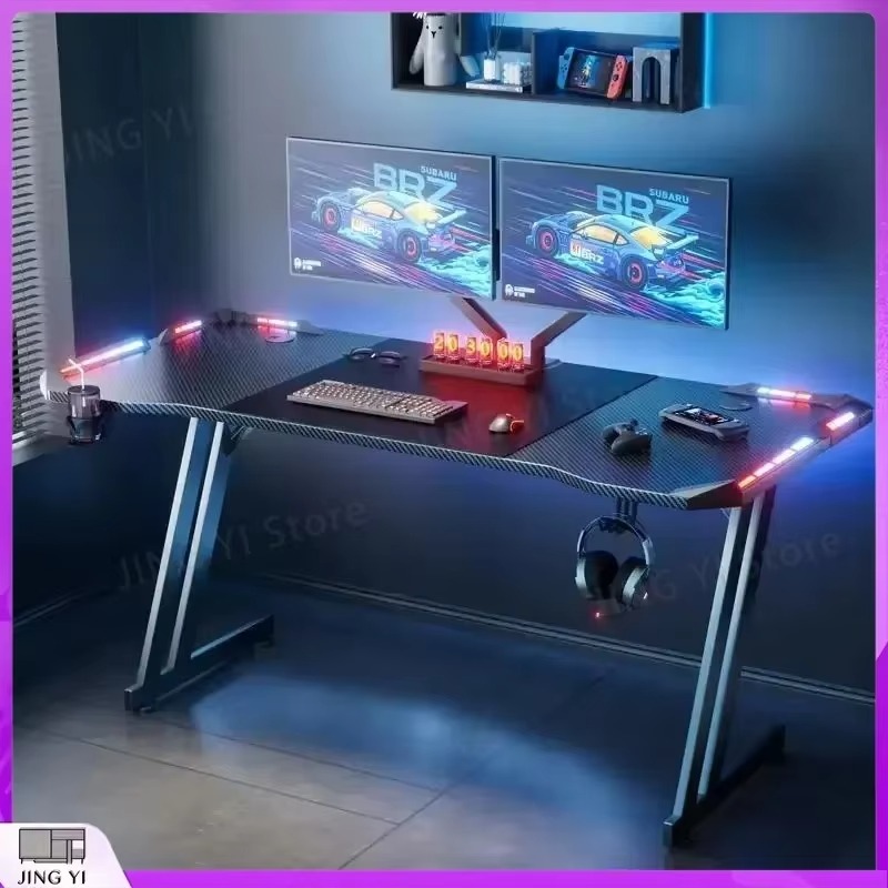 Gaming Desk with LED Lights Ca - Desk Setup Headphones ulasan dan harga