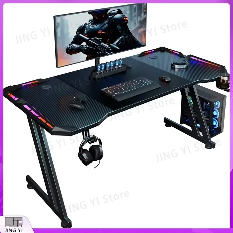 Gaming Desk with LED Lights Ca - Desk Setup Headphones ulasan dan harga