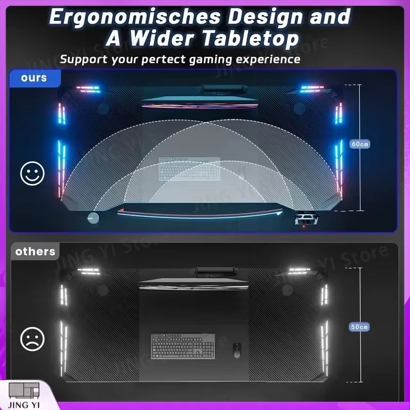 Gaming Desk with LED Lights Ca - Desk Setup Headphones ulasan dan harga