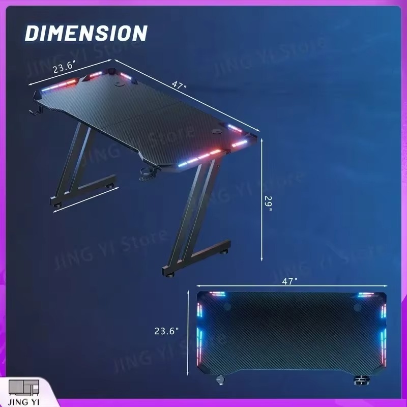 Gaming Desk with LED Lights Ca - Desk Setup Headphones ulasan dan harga